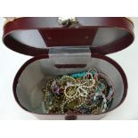 A collection of costume jewellery to include beads, necklaces,