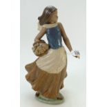 Nina Flores Nao figurine of young girl holding a basket of flowers (Height 37cm) (Boxed)