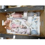A collection of continental porcelain figures, pair of Napoli porcelain figures,