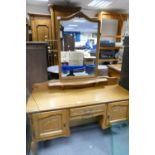 French carved oak ladies dressing table (missing side mirrors)