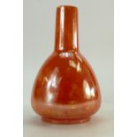 Ruskin Pottery Tall Narrow Necked Vase with Mottled Orange Glaze