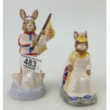 Royal Doulton UK. I. C BUnnykin Brittania DB219 and England Athlete DB216.