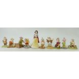 A collection of Royal Doulton Snow White and the Seven Dwarfs figures, to include, Snow White, Doc,