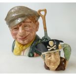 Royal Doulton large character jug The Gardener D6630 and small character jug Long John Silver (2)