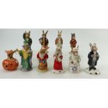 Royal Doulton Bunnykins Cook Db85, Brownie DB61, Judge DB188, Mystic DB197, Bogey DB32,