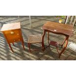 Small selection of furniture to include a 2 tier shaped side table,