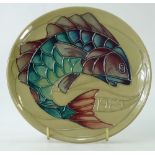 Moorcroft 1989 year plate decorated in the carp design,