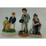 Three Staffordshire figures, 16.