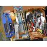 Large mixed collection of tools, to include saws, vices, jigsaws, files, hand drills,