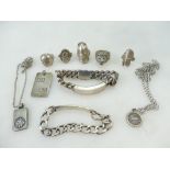 Group of hallmarked silver & silver coloured matal items of jewellery.268.8g.