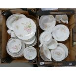 A collection of unmarked floral decorative tea & coffee ware (2 trays)