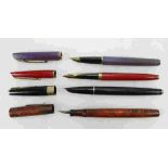 4 x fountain pens - Parker 17, coral colour Waterman 18ct nib,