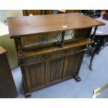 20th Century oak old charm bar / counter with leaded stained glaze and pillar overhang