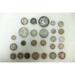 Miscellaneous silver coins UK & overseas of various grades 123 grams appx.