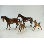 Beswick two brown horses and two foals (4)