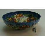 Moorcroft Anna Lily design large footed bowl (silver line to base),