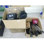 A quantity of camera bags and tripods(2 boxes)