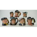 Royal Doulton Small Character Jugs Mad Hatter D6602, The Walruss and the Carpenter D6604, Pearly