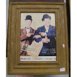 Reproduction Old Gold cigarrette Laurel and Hardy themed framed print