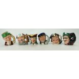 Royal Doulton small character jug Merlin D6536, Dick Turpin D6535, Leprechaun D6899, Dick Turpin,