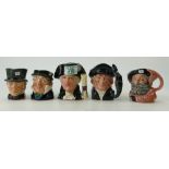 A collection of Royal Doulton small character jugs to include D6877, The Sleuth D6635, Sancho