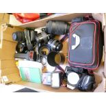 a collection of Nikon branded 35mm camera equipment inluding F801, F401 camera bodies, Sigma 35-