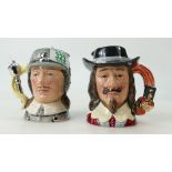 Royal Doulton Small Character Jug Oliver Cromwell D6986, King Charles the First D6985 limited