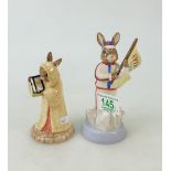 Royal Doulton Bunnykins UK I C England Athlete DB216 and Father Time DB229(2)