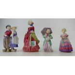 Royal Doulton figurines to include Sabbath Morn, Miss Muffet 1937 (cracked), The Little Bridesmaid