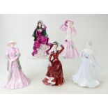 Coalport lady figure Winters Morn, Ashley, Summer Romance, Honor together with Francesa figure