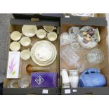 A mixed collection of items including hand finished J Fryers & Sons floral tea set, Wedgwood Clock &