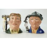 Royal Large Character Jugs The Antique Dealer D6807 and The Auctioneer D6838, boxed and signed by