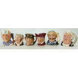 Royal Doulton small character jug Veteran Motorist D6637, Lawyer D6504, Paddy, Buzfuz D5838,