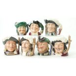 Royal Doulton Small Character Jugs D6534, Toby Philpotts, D'ArtagnanD6764, Porthos D6453, Mine