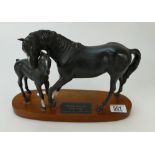Beswick connoisseur model Black Beauty & Foal on wood base