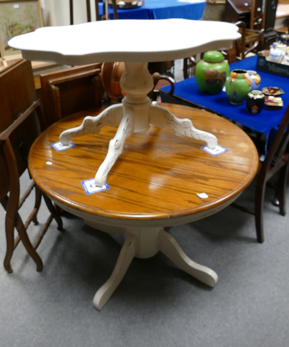 Oak circular dining table,