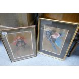 Two framed pastel type pictures in the Art Deco Style(2)