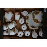 A collection of Royal Albert Old Country Rose items including tea set and 6 coffee mugs