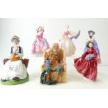 Royal Doulton figures Rest Awhile HN 2728, Gay Morning HN 2135, Victorian Lady HN 728,