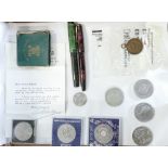 A collection of items to include old coins,