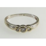 9ct White Gold ring with set white stones a/f 2.