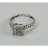 9ct white gold diamond set ladies dress ring.
