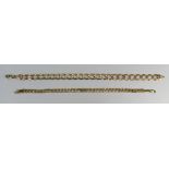 Two 9ct gold bracelets, 23 & 20 cm. 18.