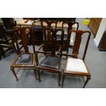 5 Victorian vase splat back dining chairs ( 2 missing seats)