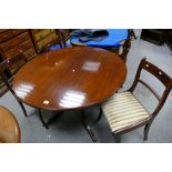 Regency mahogany inlaid extending fold out dining table,