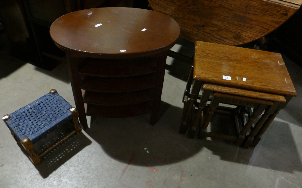 Small selection of furniture to include a oak 20th century nest of tables,