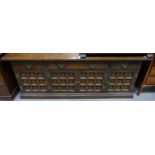 Solid oak multiple panelled 20th century sideboard,