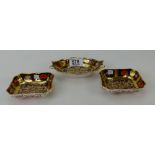 Royal Crown Derby Imari 1128 Pattered oblong dishes together with similar oval item(3)