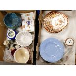 A mixed collection of items including Masons Brown Velvet plates,