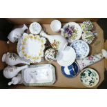 Tray of Decorative China to include Wedgwood, Doulton, Masons, Minton etc.